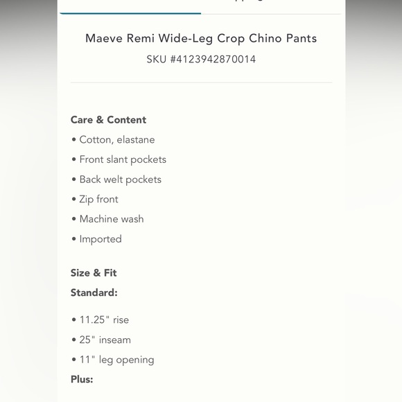 Maeve Remi wide leg crop chinos - Picture 2 of 5